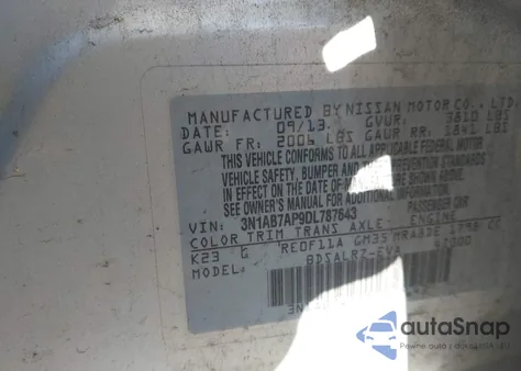 2013 Nissan Sentra Sr from USA, damaged, VIN 3N1AB7AP9DL787643